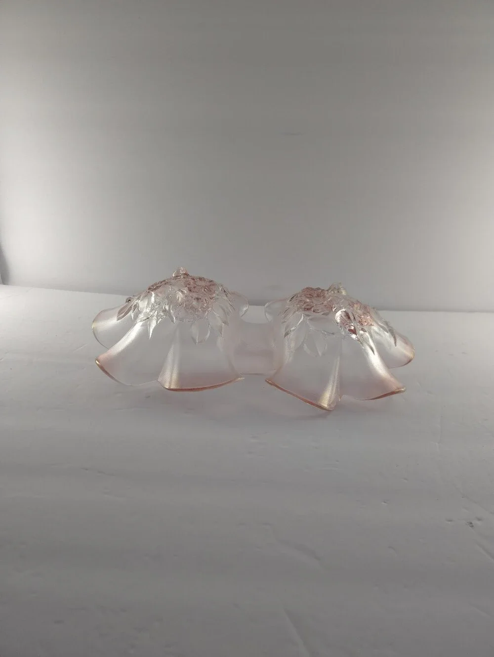 Mikasa Rosella Pink Glass Double Serving Bowl, Vintage